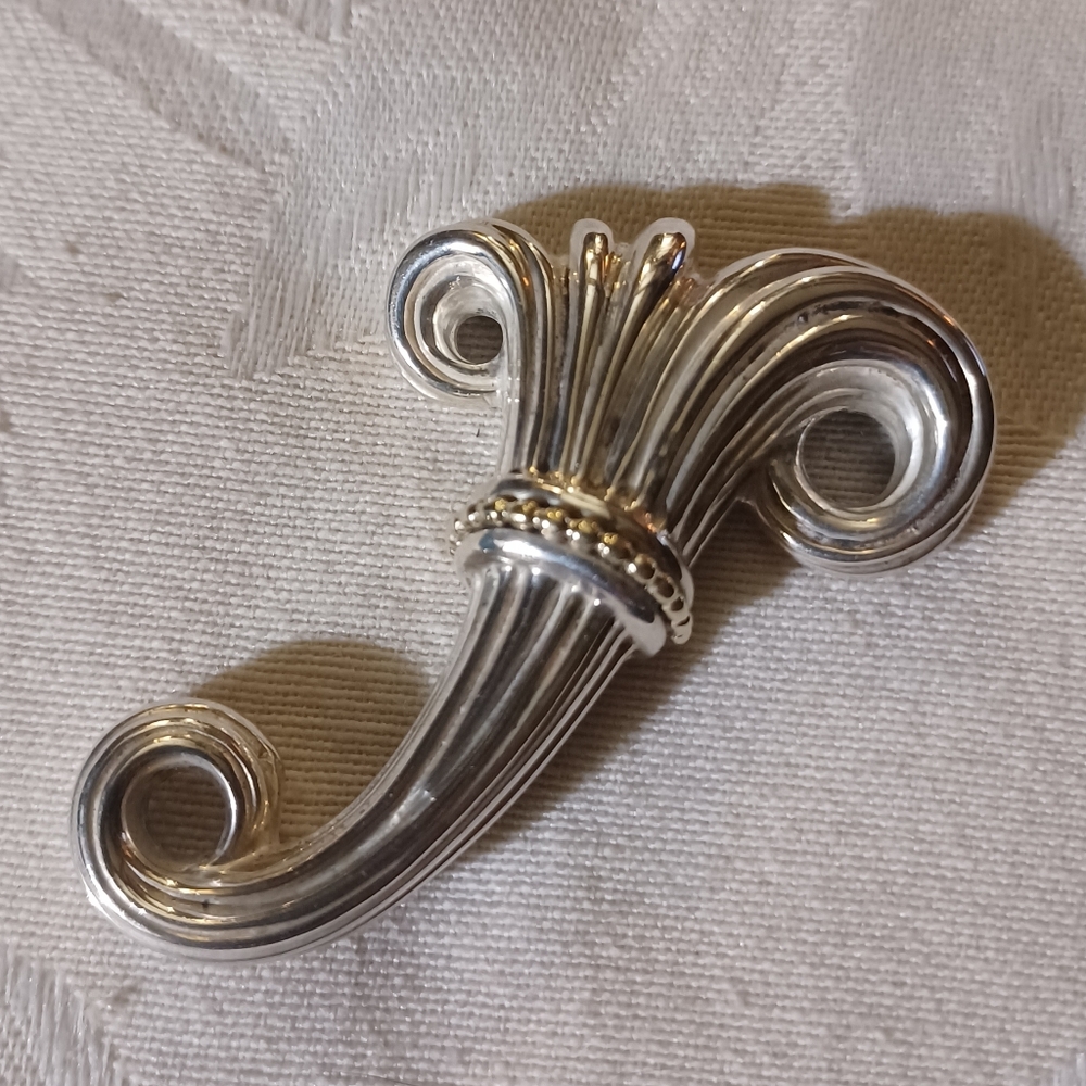 LAGOS Caviar Vintage  Fluted Brooch, Sterling Silver, 18k